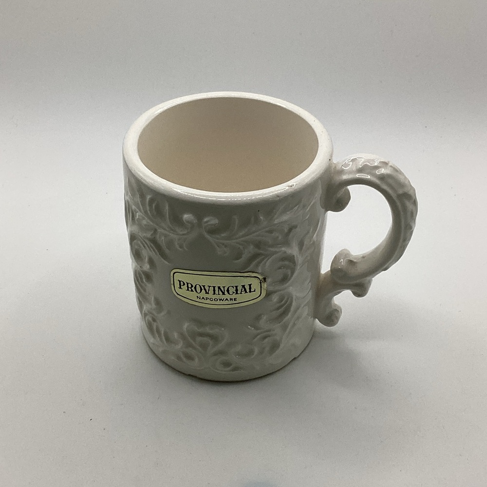 Provincial White Ceramic Mug 2.5” tall